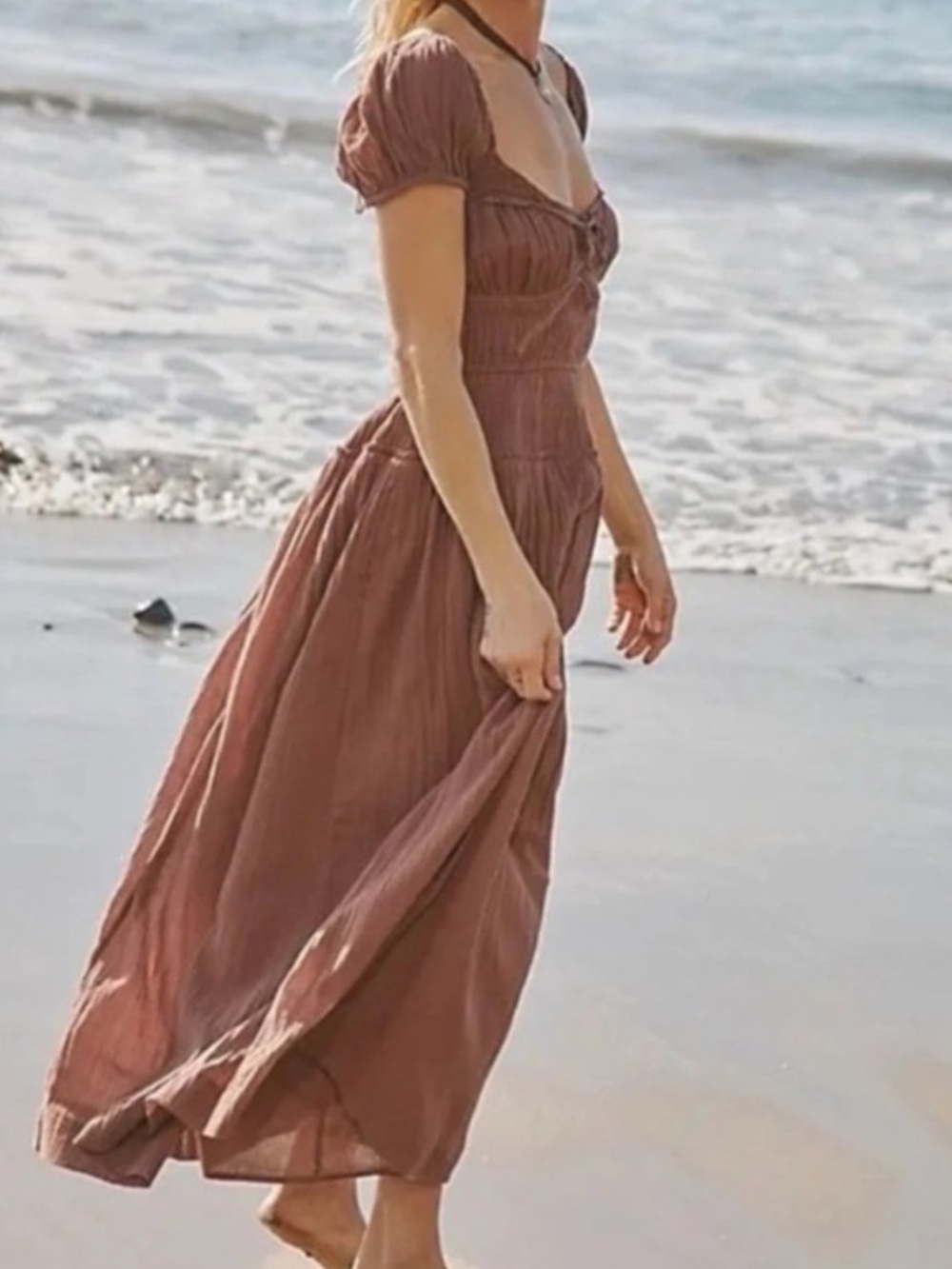 Free People Feeling Bonita Maxi Dress Open Back Mocha Slice Brown Small - Picture 2 of 11